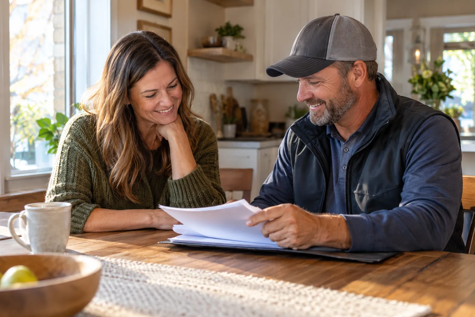 A homeowner reviewing a roof estimate with a local provider in the Salem Lakes area